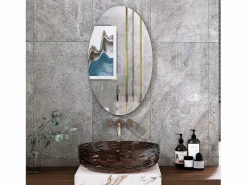 Espejo de pared ovalado sin marco, diseño moderno, para baño o dormitorio, 64 x 37 cm^ Outlet