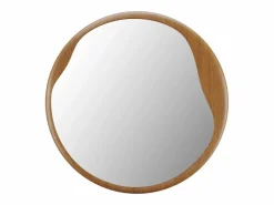 OZAIA Espejo De Pared|Espejo|Espejo de pared redondo con estructura orgánica de madera - D. 60 cm - Natural - FUJIAN