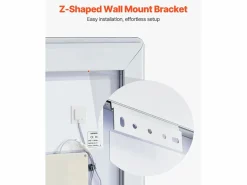 Accesorios De Cuarto De Baño|Espejo De Cuarto De Baño|Espejo de Pared SucceBuy, 50 x 70 cm, Espejo de Baño LED, Montaje en Pared, Antiniebla, 3 Colores de Temperatura Ajustables