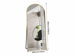 Espejo de pie - Marco de metal - 180 x 80 cm - Arqueado - Para salón o vestidor -^ New