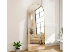 Espejo de pie arqueado 164×54 cm con marco – Diseño elegante y vintage, versátil (colgar o colocar) Dorado Discount
