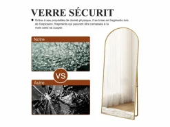 Espejo de pie arqueado 164×54 cm con marco – Diseño elegante y vintage, versátil (colgar o colocar) Dorado Discount