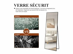 Espejo|Espejo de pie rectangular 164×54 cm con marco – Diseño minimalista y moderno