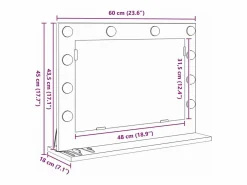 Espejo de tocador con espejo Roble ahumado 60 x 45 x 18 cm Marru00f3n New