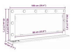 Accesorios De Cuarto De Baño|Espejo De Cuarto De Baño|Espejo de tocador con espejo Roble ahumado 100 x 45 x 18 cm