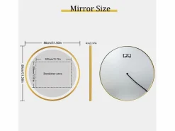 Fativo Accesorios De Cuarto De Baño|Espejo De Cuarto De Baño|Espejo decorativo redondo grande espejos de pared espejos de pared diseño dormitorio 80cm
