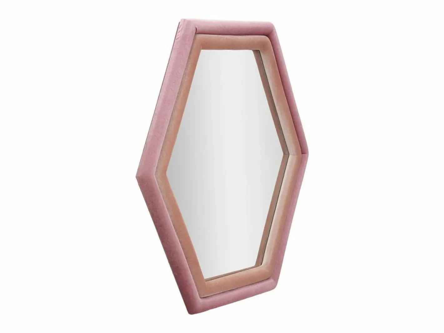 Espejo hexagonal de pared moderno con marco de terciopelo Tony Rosa Discount