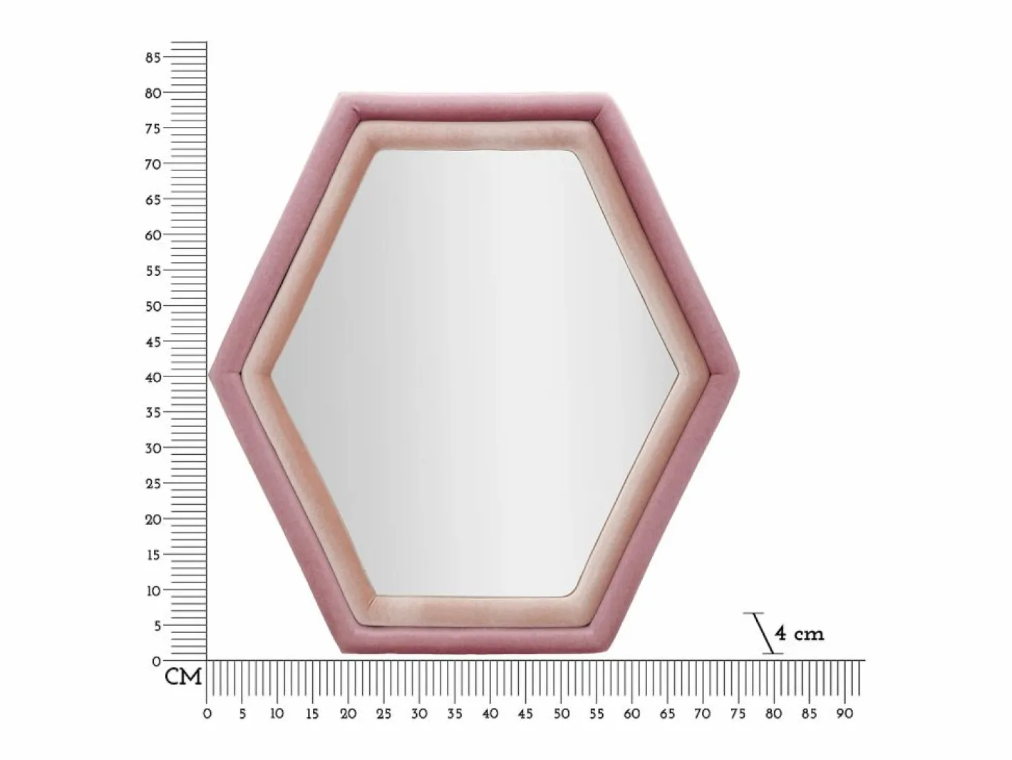 Espejo hexagonal de pared moderno con marco de terciopelo Tony Rosa Discount