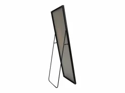 Espejo irrompible de cuerpo entero, 165x60cm, espejo de pie para colgar o apoyar en la pared, espejo de suelo con soporte, color Negro Sale