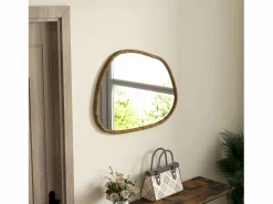 Homcom Espejo Kendra forma irregular marco madera natural 50x70x2,1 cm Color natural claro Hot