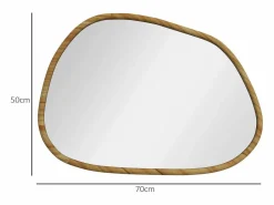 Homcom Espejo Kendra forma irregular marco madera natural 50x70x2,1 cm Color natural claro Hot