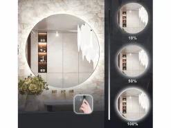 Rea Espejo LED 80cm HZJ080 Cromado con Luz Ajustable y Función de Calefacción Blanco Sale