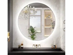 Rea Espejo LED redondo de 50cm con iluminación y función calefactora Blanco Outlet