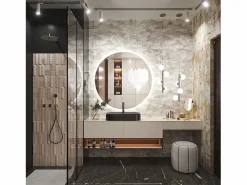 Rea Espejo LED redondo de 50cm con iluminación y función calefactora Blanco Outlet