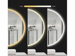 Rea Espejo LED redondo de 50cm con iluminación y función calefactora Blanco Outlet