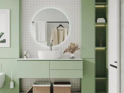 OZAIA Espejo De Pared|Espejo|Espejo mural de baño ovalado sin contornos con luces LED, opción antivaho, D90 cm, DALMA