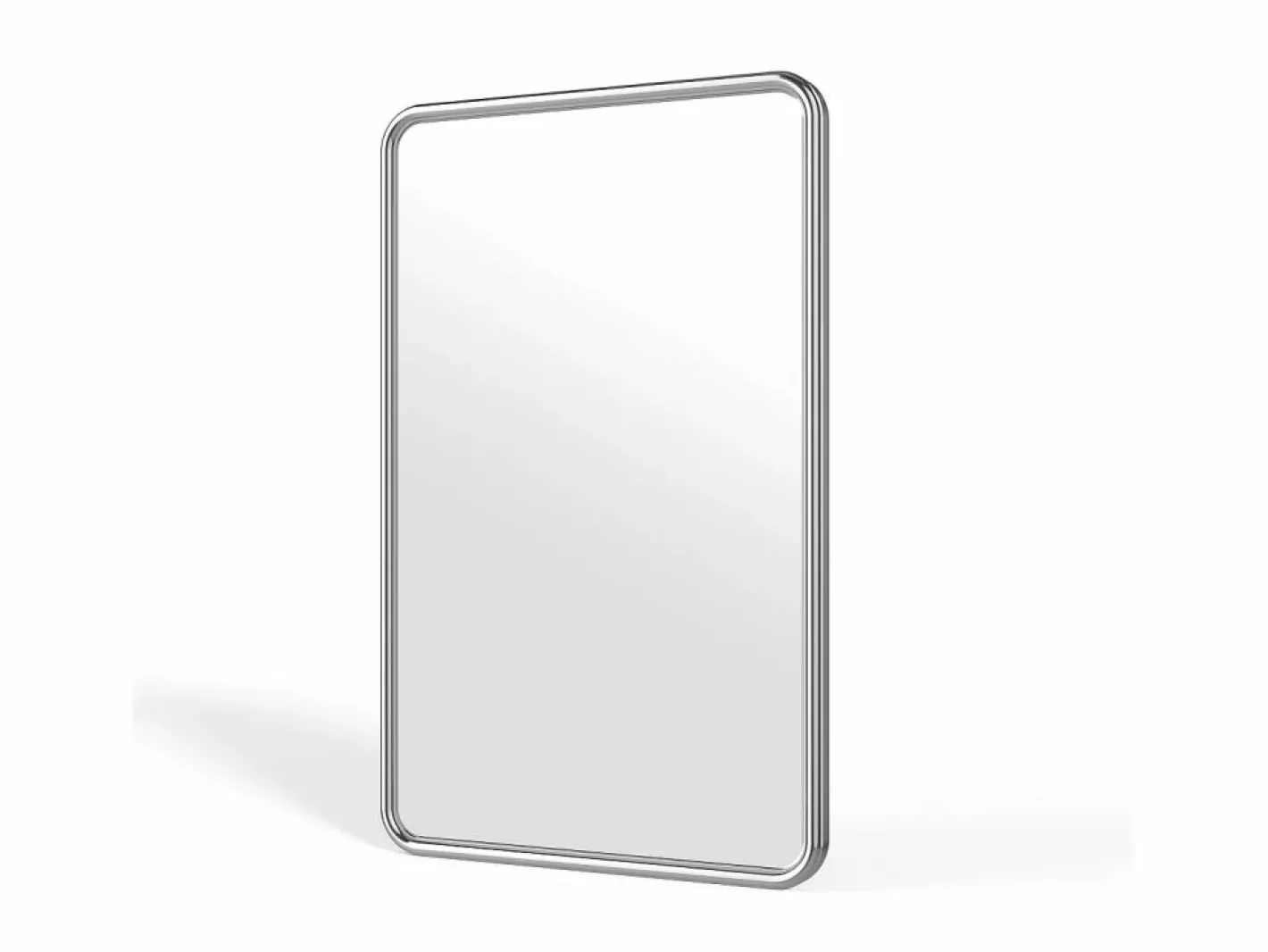 OZAIA Espejo mural rectangular metálico, An. 50 x Alt. 80 cm, Cromado, REFLEYA Plateado