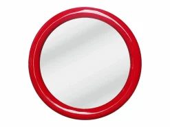 OZAIA Espejo mural redondo de madera de paulonia, D.60 cm, brillante, MAELO Rojo Outlet