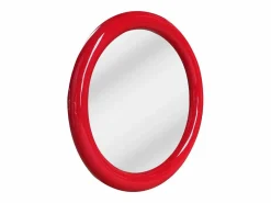 OZAIA Espejo mural redondo de madera de paulonia, D.60 cm, brillante, MAELO Rojo Outlet