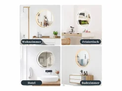 NETTLIFE Accesorios De Cuarto De Baño|Espejo De Cuarto De Baño|Espejo con Iluminación Espejo de Baño Redondo LED Espejo de Baño IP44 60cm Espejo de Baño Redondo con Táctil