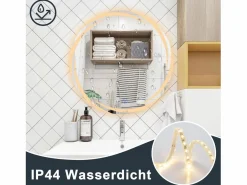 NETTLIFE Accesorios De Cuarto De Baño|Espejo De Cuarto De Baño|Espejo con Iluminación Espejo de Baño Redondo LED Espejo de Baño 60cm Redondo IP44 Espejo de Baño con Táctil