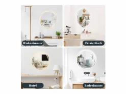 NETTLIFE Accesorios De Cuarto De Baño|Espejo De Cuarto De Baño|Espejo con Iluminación Espejo de Baño Redondo LED Espejo de Baño 60cm Redondo IP44 Espejo de Baño con Táctil
