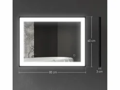 Homcom Mueble De Aseo|Espejo Oval antivaho con luz LED 60x80x3 cm