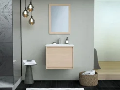 Vente-unique Espejo rectangular con contorno de roble, Ancho 50 x Alt. 70 x Prof. 2,2, TIMEA Color natural claro New