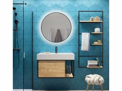 Espejo redondo con iluminación decorativa LED Zeus para baño y hogar Transparente