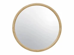 Espejo redondo de madera de pino decorativo de pared, 60cm natural^Sweeek