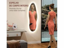 Homcom Espejo|Espejo Tempo con luz LED transparente 120x40x3 cm