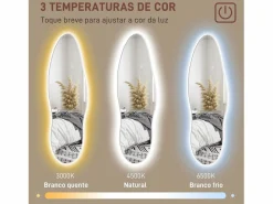 Homcom Espejo|Espejo Tempo con luz LED transparente 120x40x3 cm