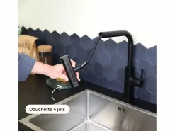 Essebagno Grifo De Cocina|Esserain Mezclador de fregadero con teleducha extraíble en mate
