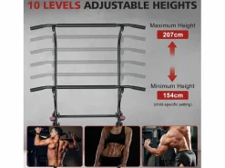 Aparato De Musculación|Estación de entrenamiento multifuncional de altura regulable, barra para dominadas y fondos, acero, (120x40x11 cm)