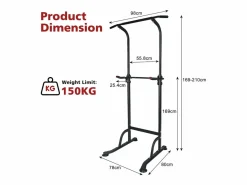 Aparato De Musculación|Estación de entrenamiento multifuncional de altura regulable, barra para dominadas y fondos, acero, (120x40x11 cm)