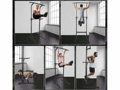 Aparato De Musculación|Estación de entrenamiento multifuncional de altura regulable, barra para dominadas y fondos, acero, (120x40x11 cm)