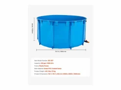 Estanque para Peces SucceBuy de Lona, Estanque Elevado de 3100L, Acuario Plegable en PVC para Koi, Acuario Redondo para Peces Dorados con Marco Robusto^ Online