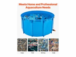 Estanque para Peces SucceBuy de Lona, Estanque Elevado de 3100L, Acuario Plegable en PVC para Koi, Acuario Redondo para Peces Dorados con Marco Robusto^ Online