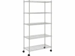 Estante almacenaje 5 niveles ruedas 75x35x155 cm cromado 250 kg ES697321^ New