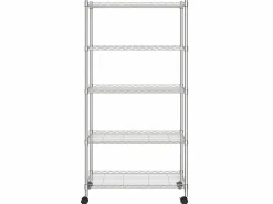 Estante almacenaje 5 niveles ruedas 75x35x155 cm cromado 250 kg ES697321^ New