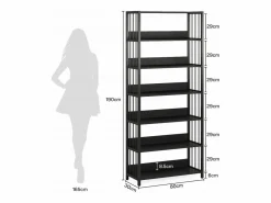 Tribesigns Estante de biblioteca de 6 niveles, estante estrecha y muy alta de 190 cm, estantes independientes, 70 x 30 x 190 cm Negro Discount