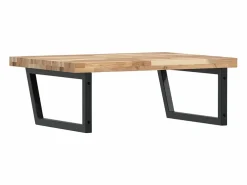 vidaxl Estante de lavabo de pared acero y madera maciza de acacia Marru00f3n Clearance