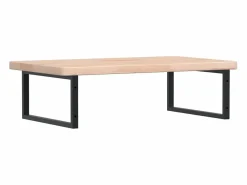 Estante de lavabo de pared de acero y madera maciza de roble^vidaxl Sale