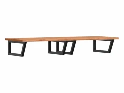 vidaxl Estante de lavabo de pared de acero y madera maciza de haya Marru00f3n Best