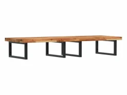 vidaxl Estante de lavabo de pared acero y madera maciza de acacia Marru00f3n Hot