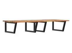 vidaxl Estante de lavabo de pared acero y madera maciza de acacia Marru00f3n Online