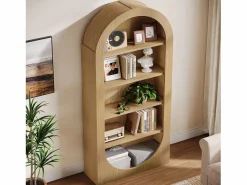 Estante de libros de 180 cm de alto, estante de libros arqueado de 5 niveles con estantes abiertos^Tribesigns Sale