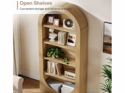 Estante de libros de 180 cm de alto, estante de libros arqueado de 5 niveles con estantes abiertos^Tribesigns Sale