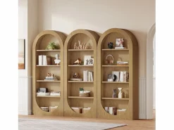 Estante de libros de 180 cm de alto, estante de libros arqueado de 5 niveles con estantes abiertos^Tribesigns Sale
