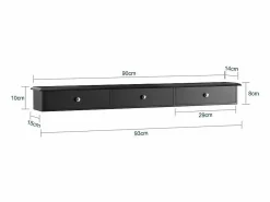 Sobuy Estante de Pared Perchero Armario Suspendido Estantería para Trasteros con 3 Cajones 93 x 15 x 10 cm FRG43-L-SCH ES Negro Discount